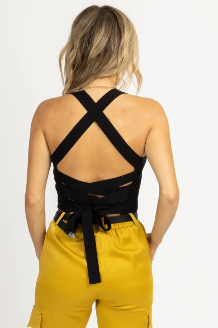 LE LIS CLOTHING BLACK TIE BACK KNIT CAMI *BACK IN STOCK* 2 LE LIS CLOTHING BLACK TIE BACK KNIT CAMI *BACK IN STOCK*