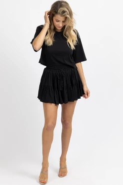 MABLE BLACK CROP + TIER MINI SKORT SET