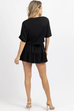 MABLE BLACK CROP + TIER MINI SKORT SET