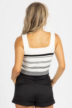 DEE ELLY BLACK VARIEGATED STRIPE KNIT TANK BEST SELLERS