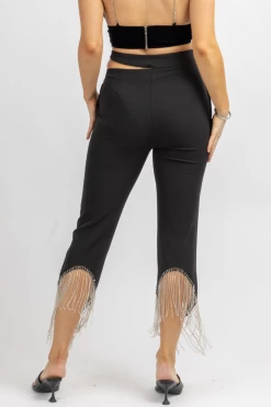 AMYLYNN BLACK DIAMANTE WAIST CUTOUT PANT SET