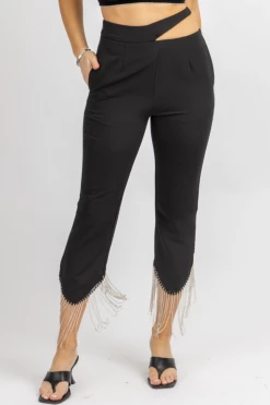 AMYLYNN BLACK DIAMANTE WAIST CUTOUT PANT SET