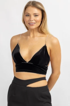 AMYLYNN BLACK DIAMANTE WAIST CUTOUT PANT SET