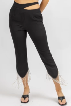 AMYLYNN BLACK DIAMANTE WAIST CUTOUT PANT SET