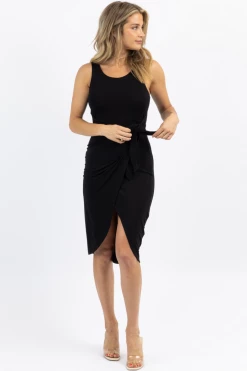 BEESON RIVER ONYX WEEKENDER SIDE-TIE MIDI DRESS NEW ARRIVALS