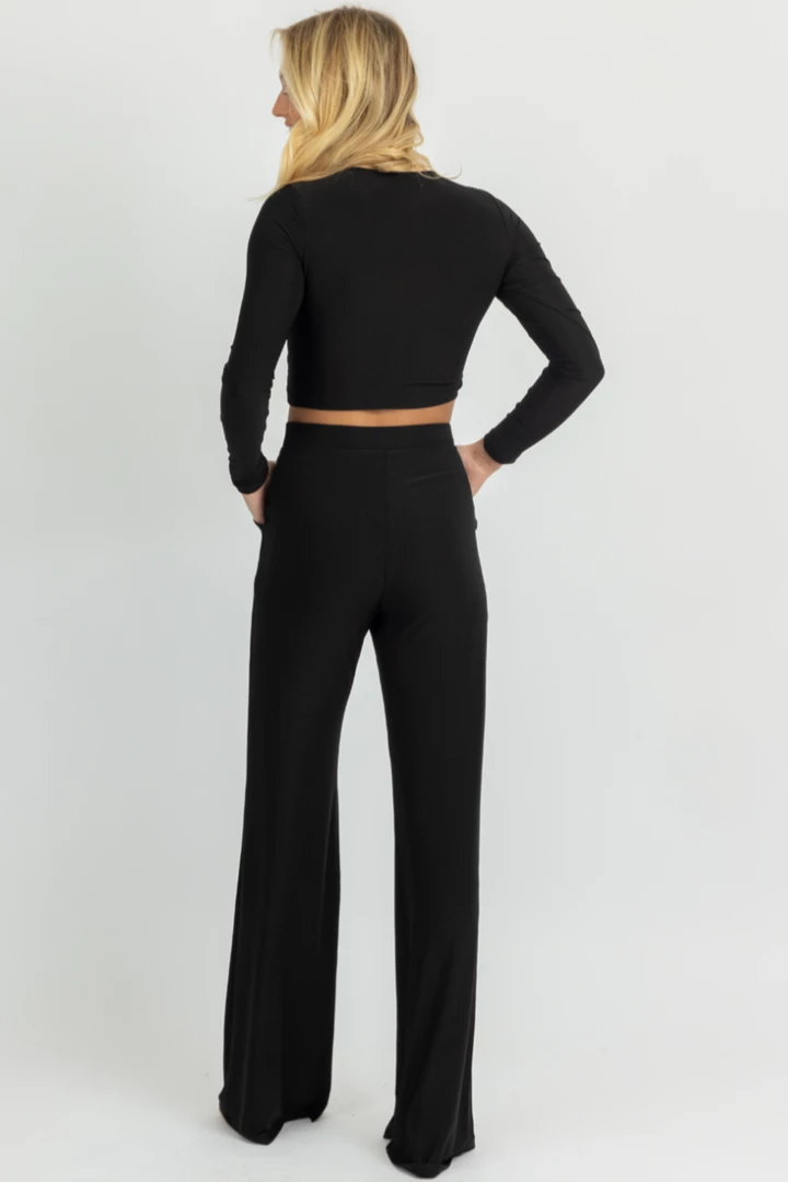 WINWIN APPAREL NEW ARRIVALS BLACK FRONT WRAP FLARE PANT SET 6 WINWIN APPAREL NEW ARRIVALS BLACK FRONT WRAP FLARE PANT SET