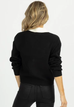 Q2 NEW ARRIVALS BLACK + IVORY FRONT POCKET CARDIGAN