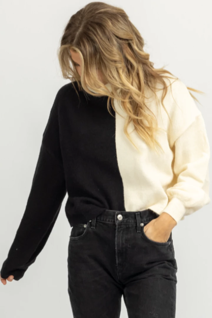 FORE COLLECTION IVORY + BLACK TURTLENECK SWEATER NEW ARRIVALS 2 FORE COLLECTION IVORY + BLACK TURTLENECK SWEATER NEW ARRIVALS