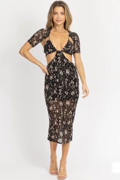 WINWIN APPAREL BLACK NEUTRAL CONTRAST OFF SHOULDER MIDI DRESS NEW ARRIVALS