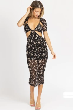 WINWIN APPAREL BLACK NEUTRAL CONTRAST OFF SHOULDER MIDI DRESS NEW ARRIVALS