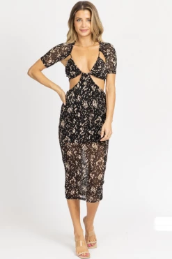 WINWIN APPAREL BLACK NEUTRAL CONTRAST OFF SHOULDER MIDI DRESS NEW ARRIVALS