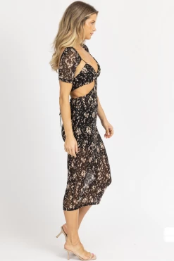 WINWIN APPAREL BLACK NEUTRAL CONTRAST OFF SHOULDER MIDI DRESS NEW ARRIVALS