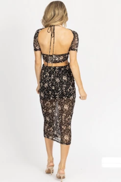 WINWIN APPAREL BLACK NEUTRAL CONTRAST OFF SHOULDER MIDI DRESS NEW ARRIVALS