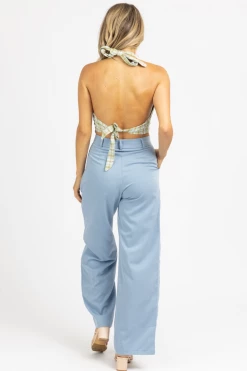 IDEM DITTO BLUE ASYMMETRICAL PLEATED PANTS CLOTHING