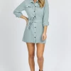 STYLE RACK NEW ARRIVALS BLUE LONG SLEEVE DENIM BUTTON MINI DRESS