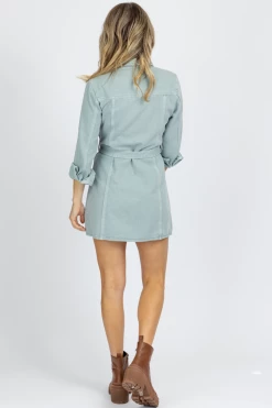 STYLE RACK NEW ARRIVALS BLUE LONG SLEEVE DENIM BUTTON MINI DRESS