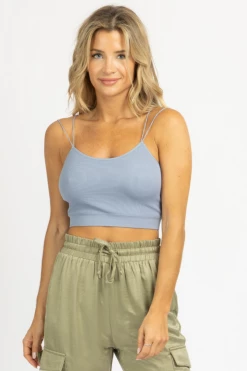 DYNAMIC FASHION LIGHT BLUE SPAGHETTI STRAP RIBBED CROP *BACK IN STOCK* 7 DYNAMIC FASHION LIGHT BLUE SPAGHETTI STRAP RIBBED CROP *BACK IN STOCK*