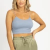 DYNAMIC FASHION LIGHT BLUE SPAGHETTI STRAP RIBBED CROP *BACK IN STOCK*
