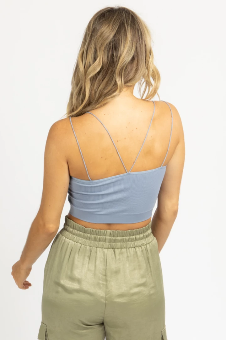 DYNAMIC FASHION LIGHT BLUE SPAGHETTI STRAP RIBBED CROP *BACK IN STOCK* 5 DYNAMIC FASHION LIGHT BLUE SPAGHETTI STRAP RIBBED CROP *BACK IN STOCK*
