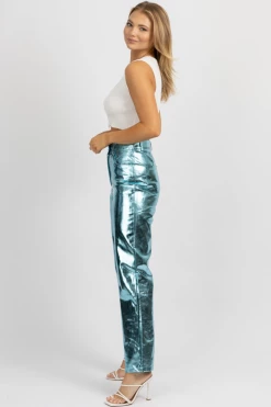 AMYLYNN BLUE METALLIC HIGH RISE PANT