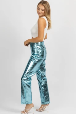 AMYLYNN BLUE METALLIC HIGH RISE PANT