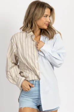 EMORY PARK BLUE + NEUTRAL STRIPED BUTTON DOWN NEW ARRIVALS