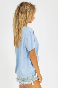 TREND NOTES BLUE WASHED OVERSIZED TEE CLOTHING