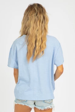 TREND NOTES BLUE WASHED OVERSIZED TEE CLOTHING
