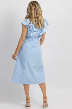 SUNDAY UP POWDER BLUE COLLAR + RUFFLE MIDI DRESS *BACK IN STOCK* NEW ARRIVALS