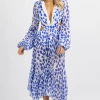 LUXXEL NEW ARRIVALS BLUE SPOTTED TWO TONE MIDI DRESS *RESTOCK COMING SOON*