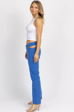 ET CLET BLUE WAIST CUTOUT DENIM PANT NEW ARRIVALS