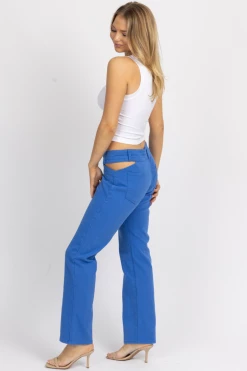 ET CLET BLUE WAIST CUTOUT DENIM PANT NEW ARRIVALS
