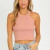 I-JOAH SLEEVELESS HIGH NECK BLUSH CROP