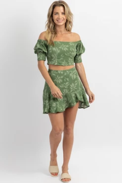 LE LIS BOTANICAL RUFFLED HEM SKIRT SET