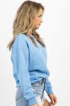 BAILEY ROSE NEW ARRIVALS BRIGHT BLUE MALIBU ATHLETICS PULLOVER