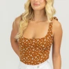 ENDLESS BLU BROWN FLORAL SQUARENECK BODYSUIT CLOTHING