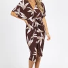 LOVELY DAY BROWN FRONT TWIST DOLMAN MIDI DRESS NEW ARRIVALS