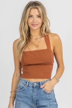 LE LIS NEW ARRIVALS BROWN TIE BACK KNIT CAMI *BACK IN STOCK*