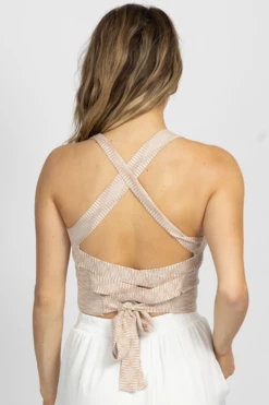 LE LIS MIXED BROWN TIE BACK KNIT CAMI