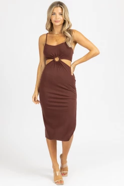 CRESCENT CHOCOLATE O-RING LENNON MIDI DRESS BEST SELLERS