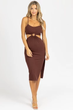 CRESCENT CHOCOLATE O-RING LENNON MIDI DRESS BEST SELLERS