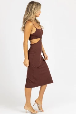 CRESCENT CHOCOLATE O-RING LENNON MIDI DRESS BEST SELLERS