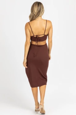 CRESCENT CHOCOLATE O-RING LENNON MIDI DRESS BEST SELLERS