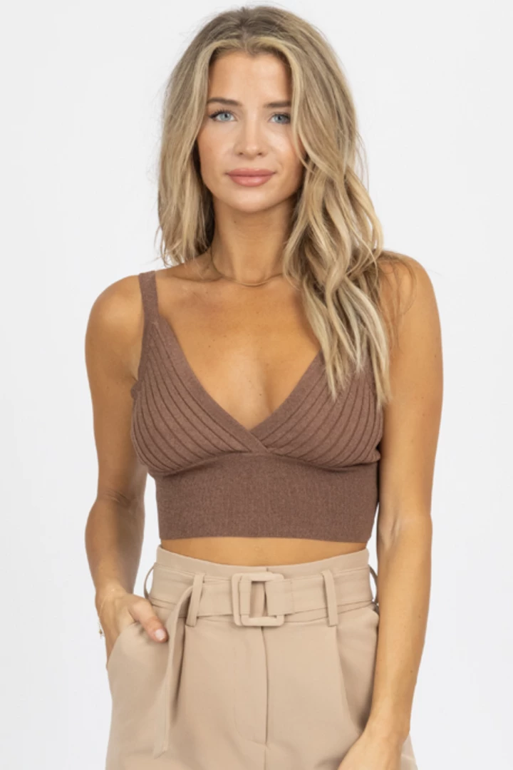 ENDLESS BLU BROWN SWEATER V-NECK CROP TANK 3 ENDLESS BLU BROWN SWEATER V-NECK CROP TANK