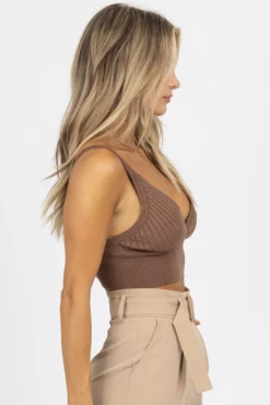ENDLESS BLU BROWN SWEATER V-NECK CROP TANK 11 ENDLESS BLU BROWN SWEATER V-NECK CROP TANK