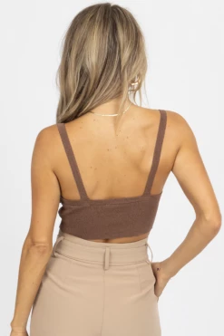 ENDLESS BLU BROWN SWEATER V-NECK CROP TANK 10 ENDLESS BLU BROWN SWEATER V-NECK CROP TANK