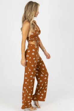 ENDLESS BLU CAMEL TIE-BACK CROP + PANT SET NEW ARRIVALS
