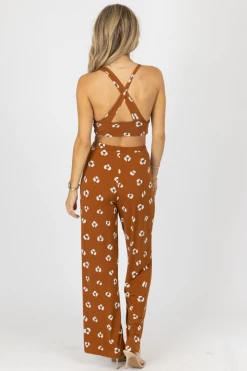 ENDLESS BLU CAMEL TIE-BACK CROP + PANT SET NEW ARRIVALS