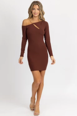 ENDLESS BLU BROWNIE ASYMMETRICAL CHAIN TRIM MINI DRESS BEST SELLERS