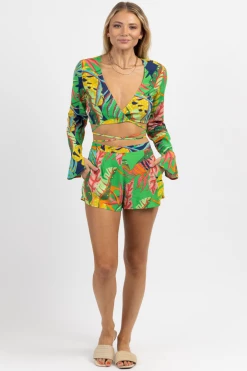OLIVACEOUS NEW ARRIVALS BUNGALOW TROPIC TIE TOP + SHORT SET 10 OLIVACEOUS NEW ARRIVALS BUNGALOW TROPIC TIE TOP + SHORT SET